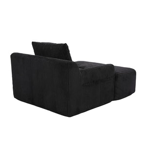 Poltrona oversize - Xylo - Velluto costato con tasche laterali, pouf e nessun assemblaggio