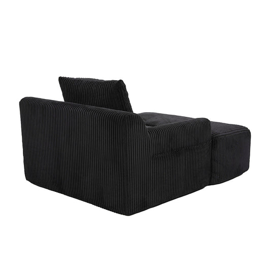 Poltrona oversize - Xylo - Velluto costato con tasche laterali, pouf e nessun assemblaggio