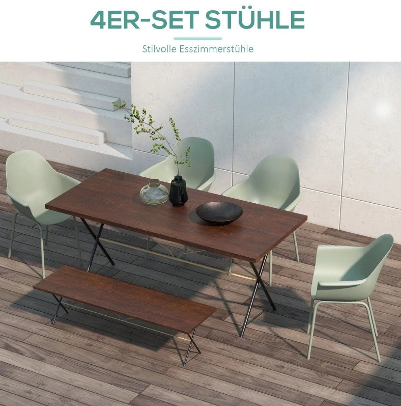 Set 4 sedie da giardino verdi con schienale e braccioli