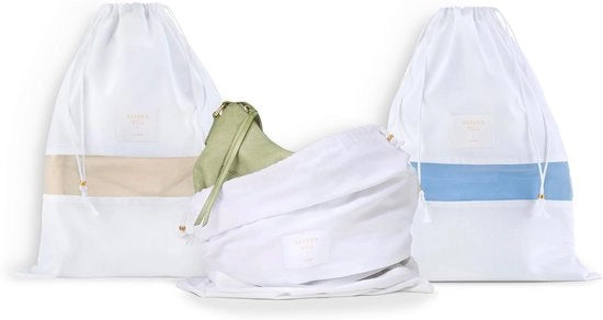 Set di 3 borse per la conservazione di accessori in tessuto biologico - 3-pack - Spazio di conservazione per borse, scarpe e portafogli - Certificato di neutralità al carbonio (medio 51 cm)