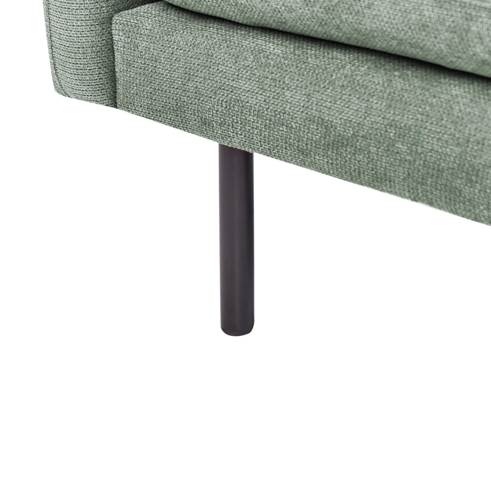 Divano moderno a 3 posti in tessuto di ciniglia verde chiaro sedile imbottito gambe nere Stile Retrò Moderno