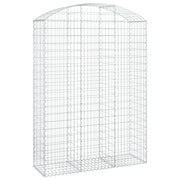 Cesto gabbione recinzione a gabbia muro di contenimento ad arco 150 x 50 x 200/220 cm ferro zincato argento 02_0039985