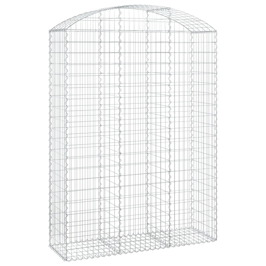 Cesto gabbione recinzione a gabbia muro di contenimento ad arco 150 x 50 x 200/220 cm ferro zincato argento 02_0039985