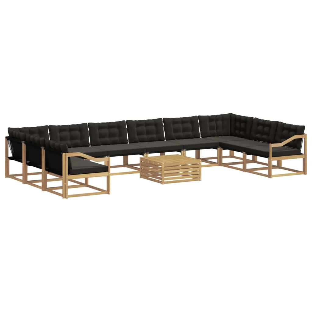 Set di divani da esterno 11 pz Bianco e Nero 3389150