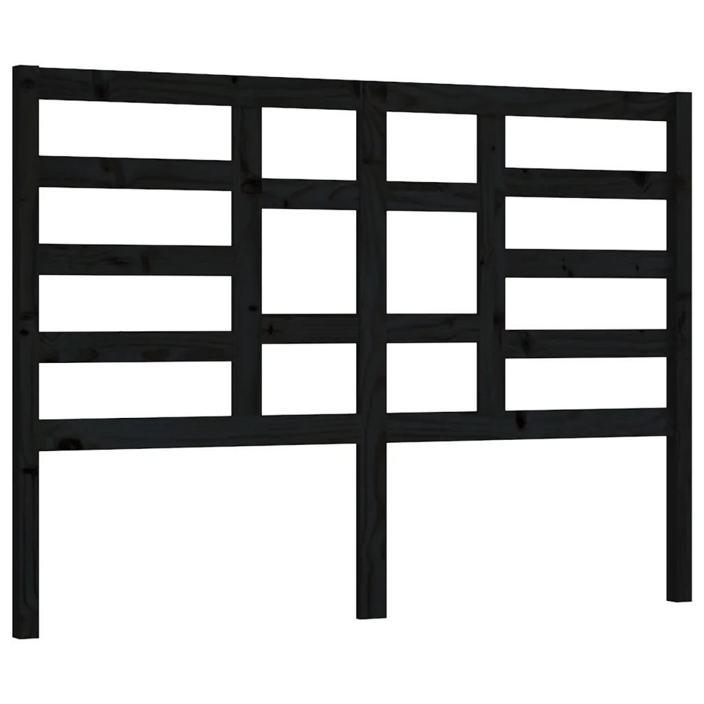 Testiera per Letto Nera 126x4x104 cm in Legno Massello di Pino 818134