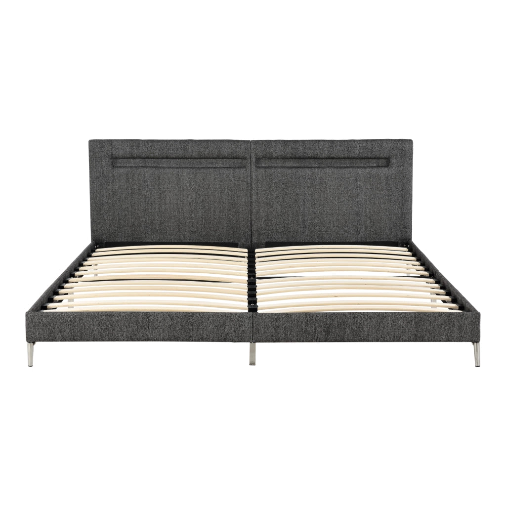 Struttura Letto Imbottito a Testiera Alta con Illuminazione a LED e Telecomando, Letto Matrimoniale King size / 2 Piazze