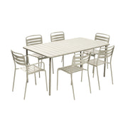 Set tavolo da giardino in acciaio con 2 poltrone e 4 sedie, beige