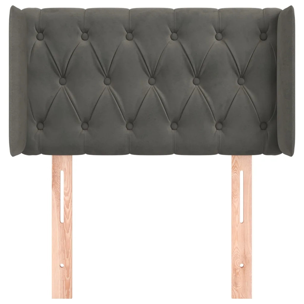 Testiera | Testata ad Orecchio Grigio Scuro 83x16x78/88 cm in Velluto