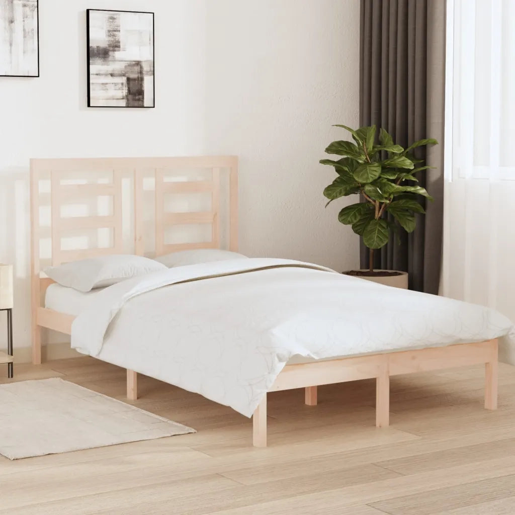 Letto matrimoniale | Letto per adulti | Giroletto senza Materasso 120x200 cm in Legno Massello di Pino