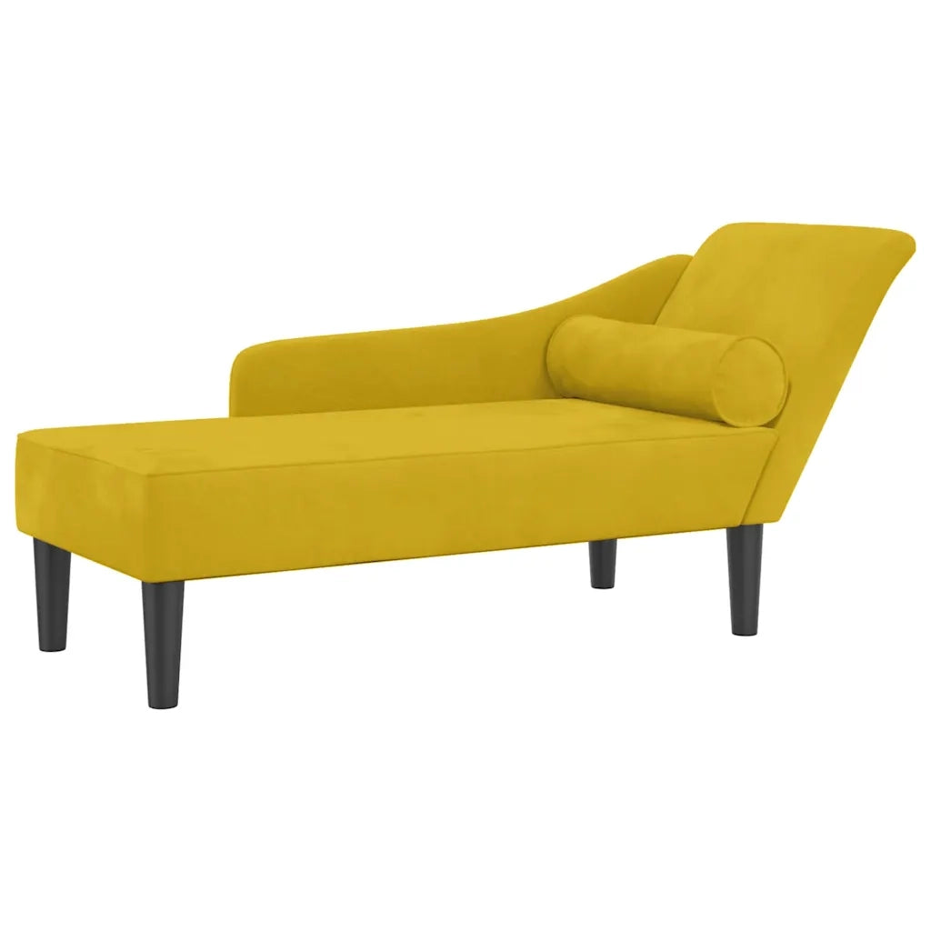 Chaise Longue con Cuscini Giallo in Velluto CFW8499534