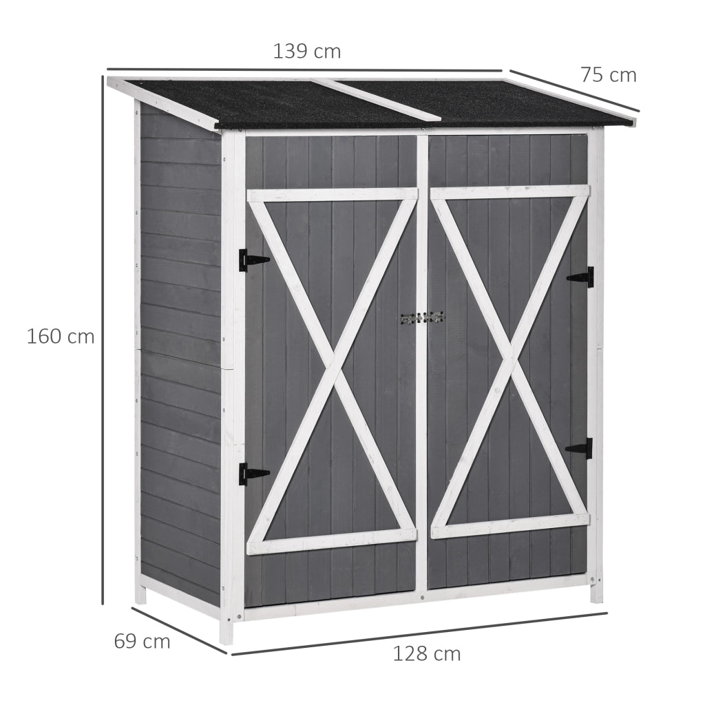 CASSETTA DA GIARDINO 139x75x160 cm Legno Grigio con tavolo da giardino