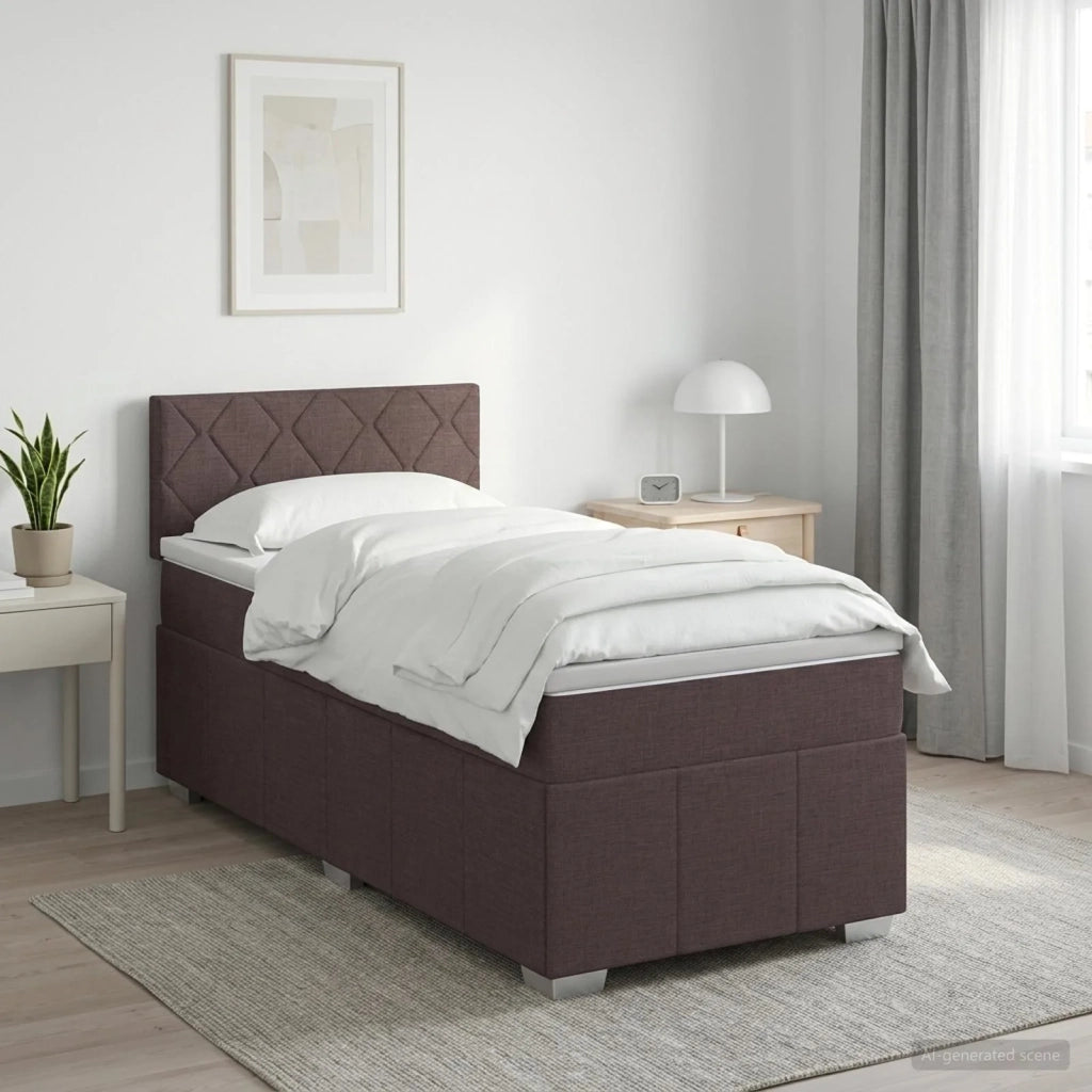 Letto box spring con materasso Marrone Scuro 90 x 200 cm 3451132
