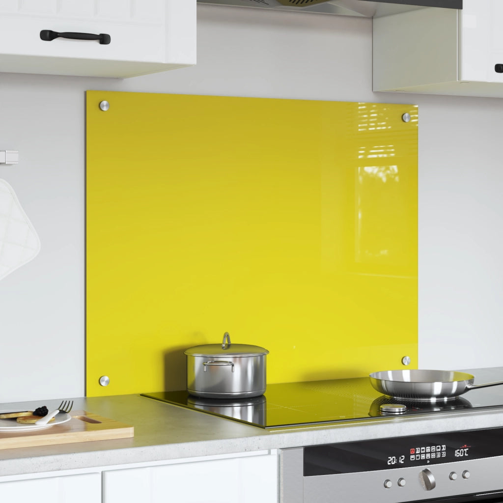 Schienale da Cucina Giallo 80x60x0,6 cm in Vetro Temperato