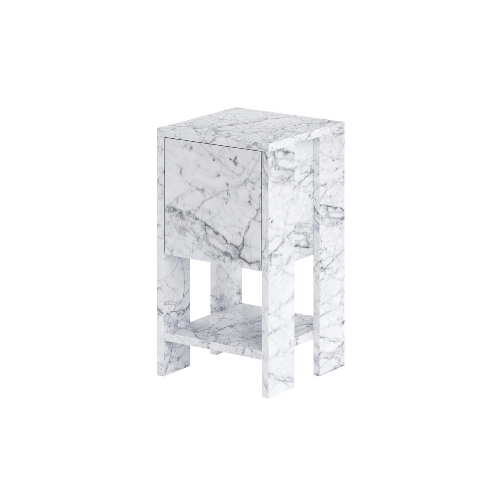 Comodino in legno "Ema" 30 x 30 x 55 cm - marmo di Carrara