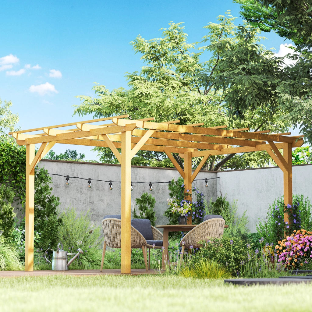 Pergola da giardino 3x4 m in legno per piante rampicanti ¨C zephmum ¨C naturale