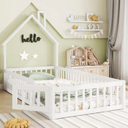 Letto a casetta con forma camino 90 x 200 cm, bianco