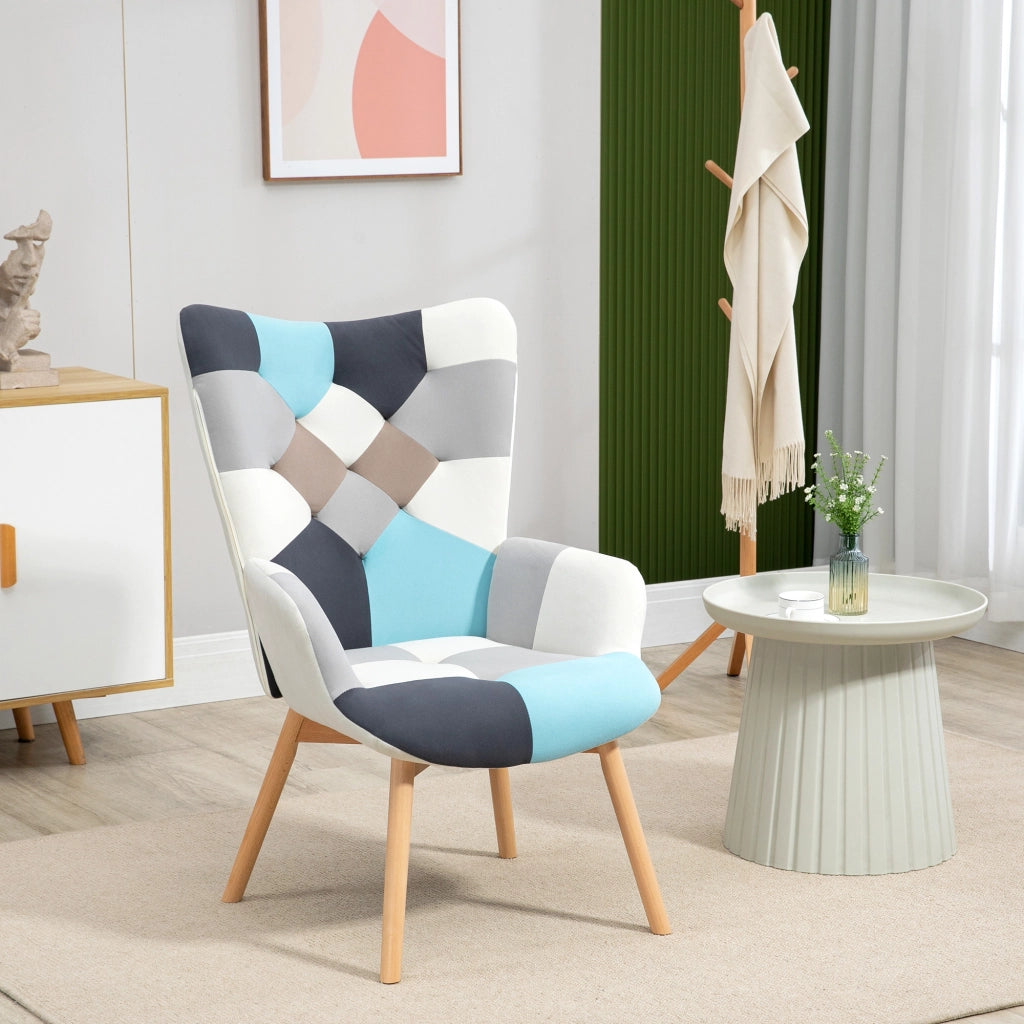 Poltrona Trapuntata in Velluto con Gambe in Legno ¨C Zephmum ¨C Grigio 66x76x98