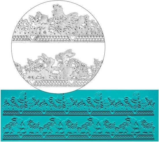 Fondantiere per decorare, altezza 2mm, design top, ideale per creare bordi in ottica, strumento per modellare fondant, design 43, 30cm x 10cm