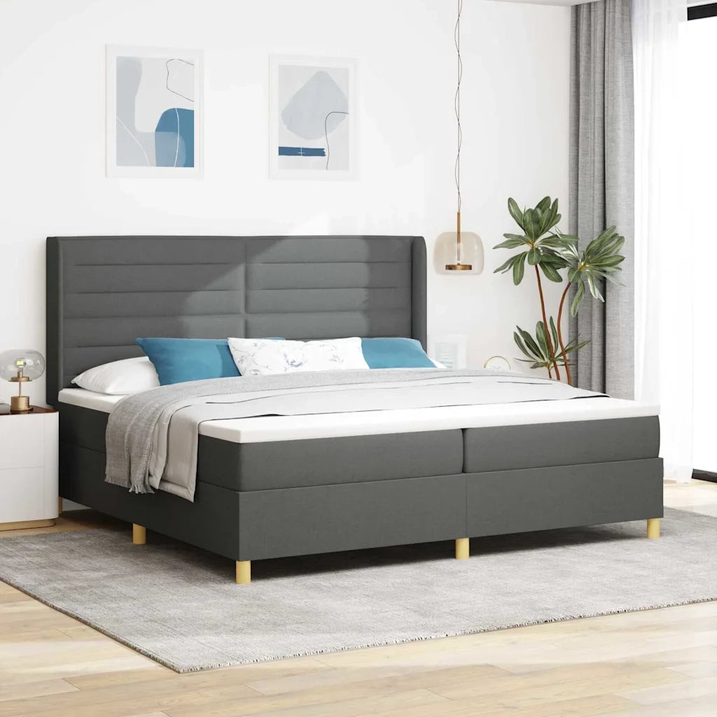 Letto a molle con materasso con led Grigio 140 x 200 cm Tessuto