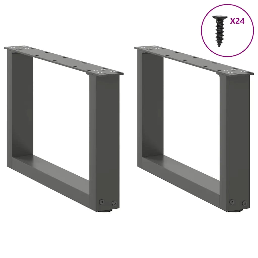 Gambe per Tavolino da CaffÃ¨ a Forma di U 2 pz Antracite 50x(30-31) cm Acciaio