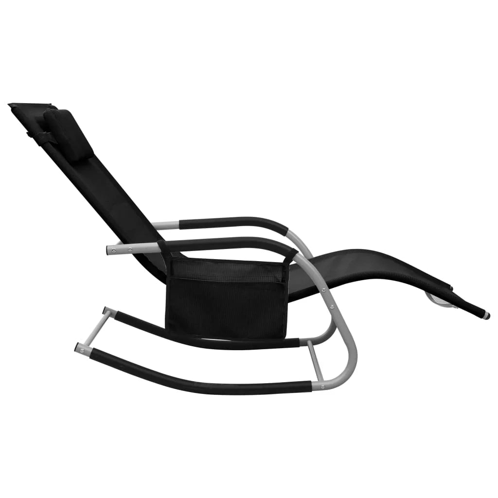 Lettino prendisole sedia a sdraio lettino prendisole letto da giardino mobili da esterno per patio textilene nero e grigio 02_0012938