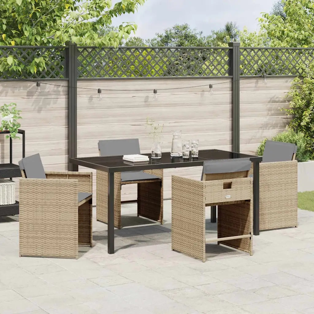 Set da Pranzo per Giardino 5 pz | Set Salotto da Giardino Beige polyrattan