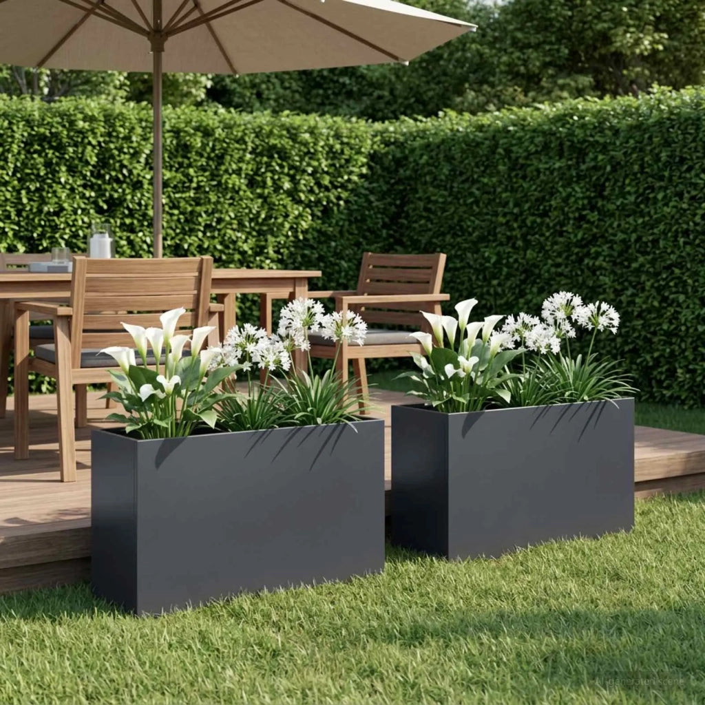 Vaso da giardino 2 pz Antracite 80 x 40 x 50 cm 8005713
