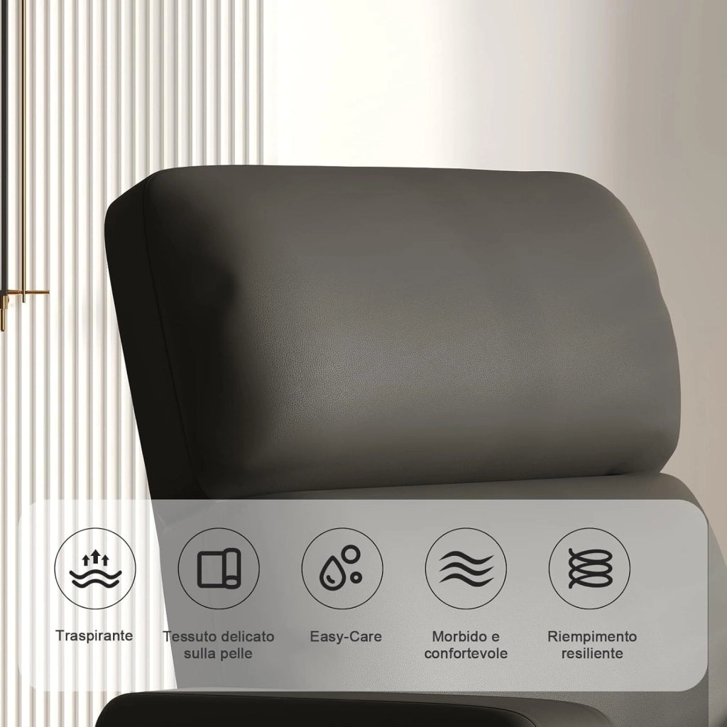 Poltrona Relax Elettrica Ergonomica Reclinabile 90°-165°in Pelle PU, Poltrona Reclinabile con Schienale e Poggiapiedi Regolabile, per Soggiorno/Ufficio, con Tasconi Laterali, Verde grigio