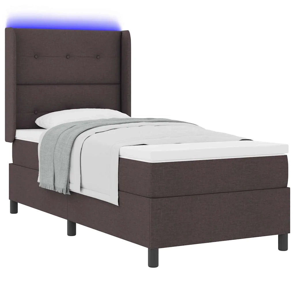 Letto a molle con materasso Marrone scuro 100 x 200 cm Tessuto 3343493