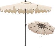 Ombrellone da Balcone 270 cm Protezione UPF 50+, con Manovella e 8 Stecche, Parasole da Giardino Inclinabile con Bordi Increspati, per Spiaggia, Terrazzo, Piscina