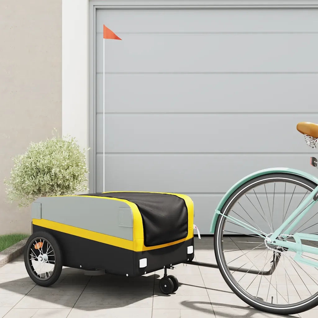 Rimorchio da Bici Nero e Giallo 45 kg in Ferro 94071
