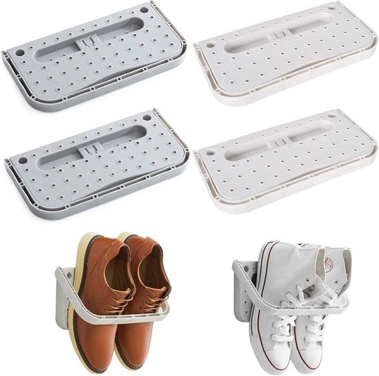 Sistema di appoggio per scarpe a parete, set di 2, senza martelli, ideale per ingresso, bagno e casa, supporto per scarpe in plastica