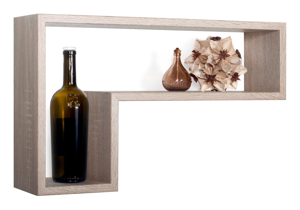 Mensola da Parete a Forma di L 61x37x15,5 cm in Fibra di Legno Lettera Rovere Sagerau