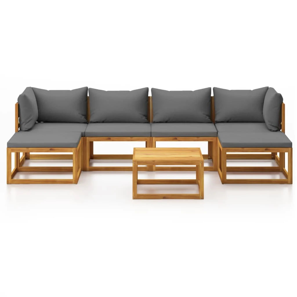 Set di mobili da giardino per esterni 7 pezzi con cuscini in legno massello di acacia 02_0017056