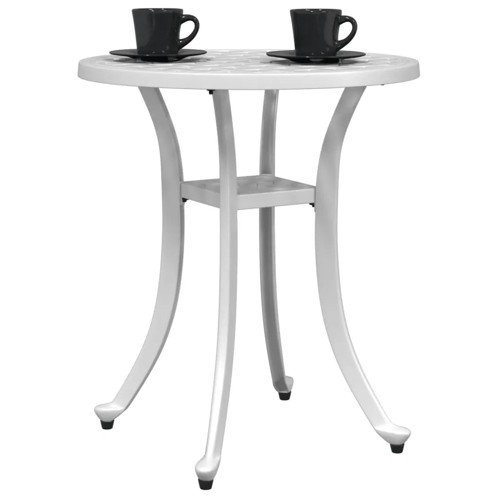 Tavolo da Giardino Bianco Ã˜48x53 cm in Alluminio Pressofuso