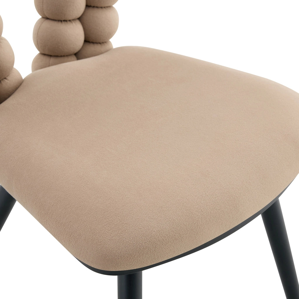 Sedie da Pranzo Set 2 Pezzi ¨C MINIMAL ¨C Velluto Cammello, Gambe in Metallo Nero, Schienale Design