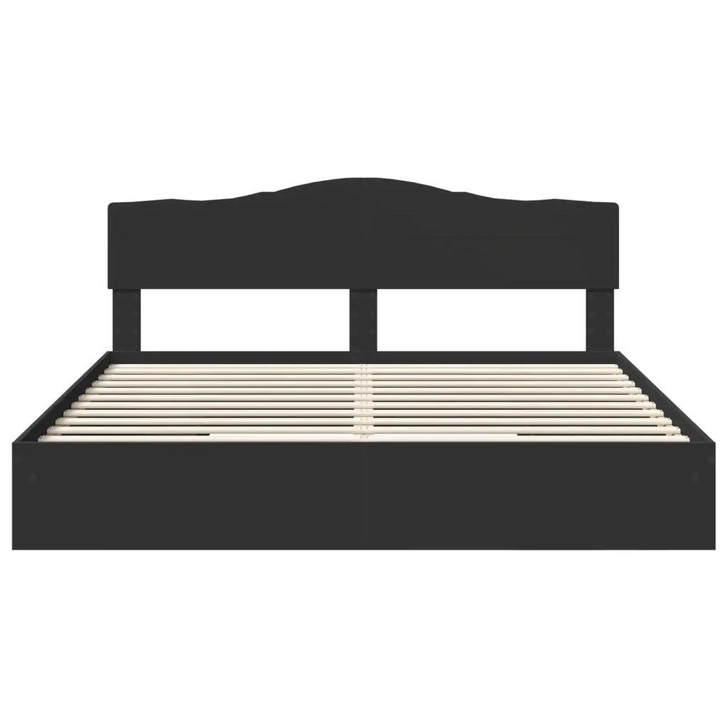 Letto con Contenitore Nero 200 x 200 cm Legno multistrato 3413062