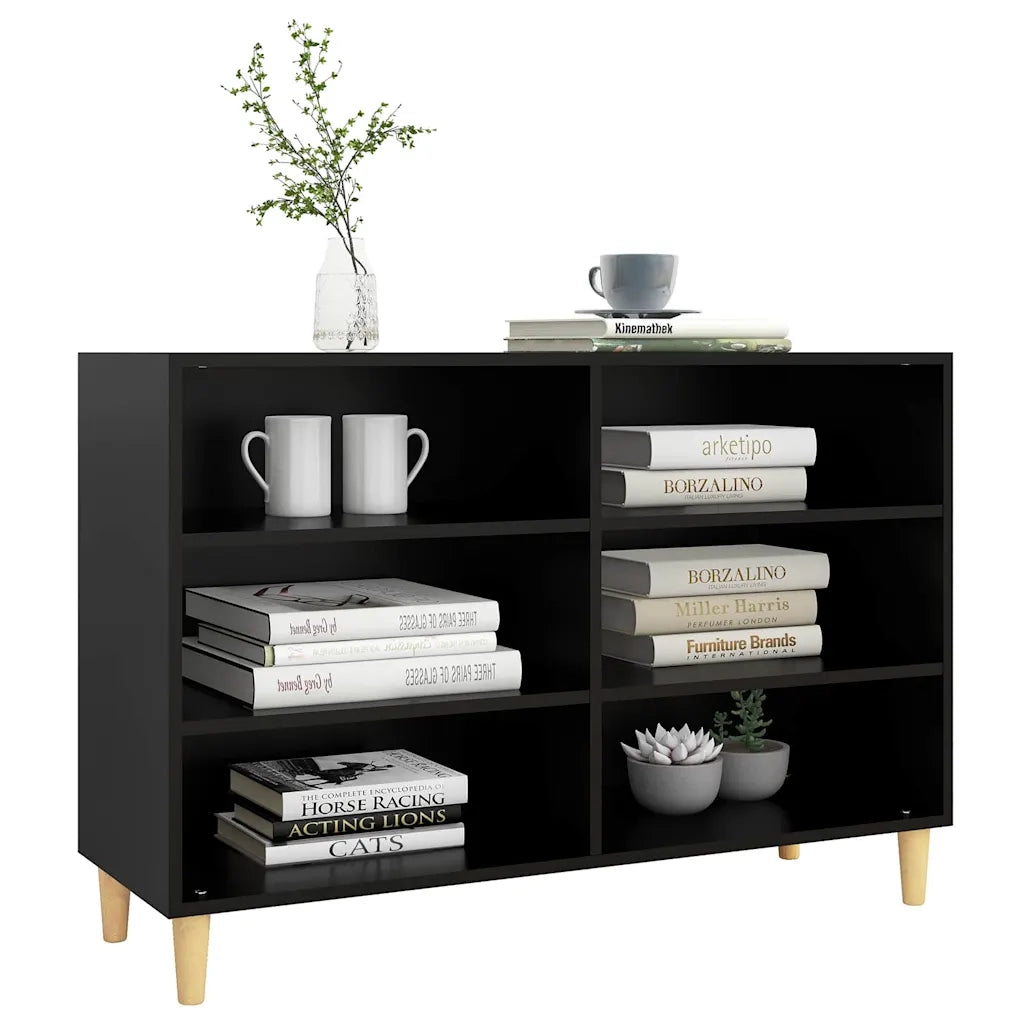Credenza-Buffet-Armadio da cucina Nera 103,5x35x70 cm in Legno Multistrato 749377