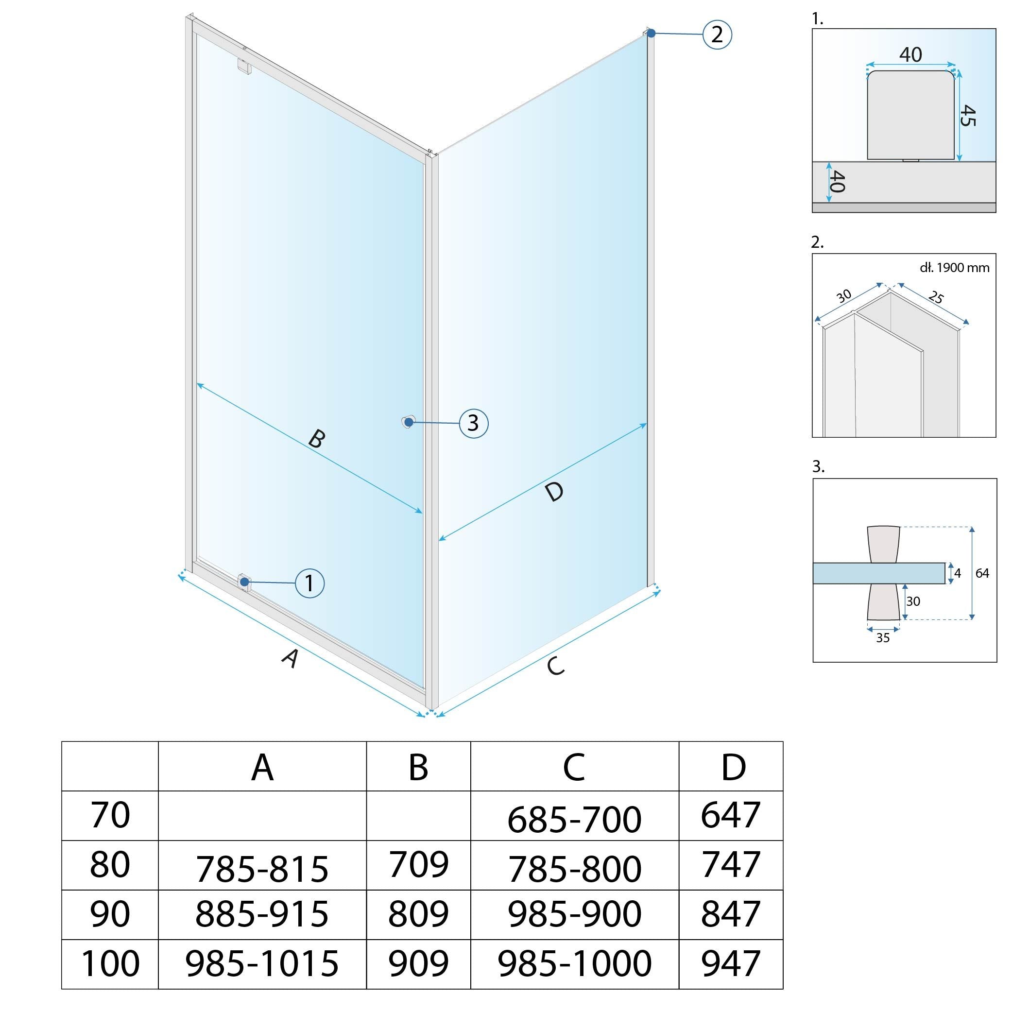 Cabina Doccia Rea Primo Swing 100x90 Chrome