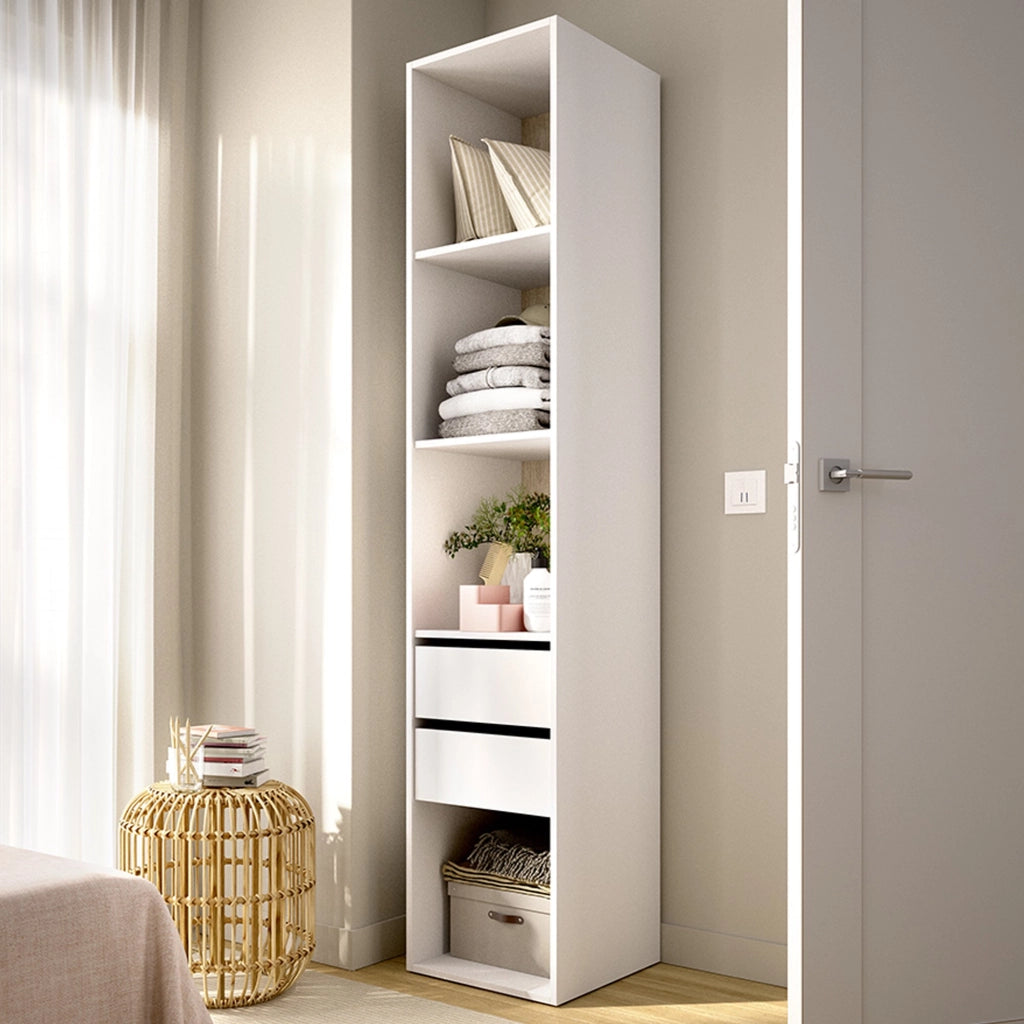Armadio Camera da Letto Claymont, Guardaroba Grande 3 Ripiani, 45x205h cm Bianco