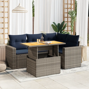 Set Divano da Giardino 5 pz con Cuscini Grigio in Polyrattan 3327036