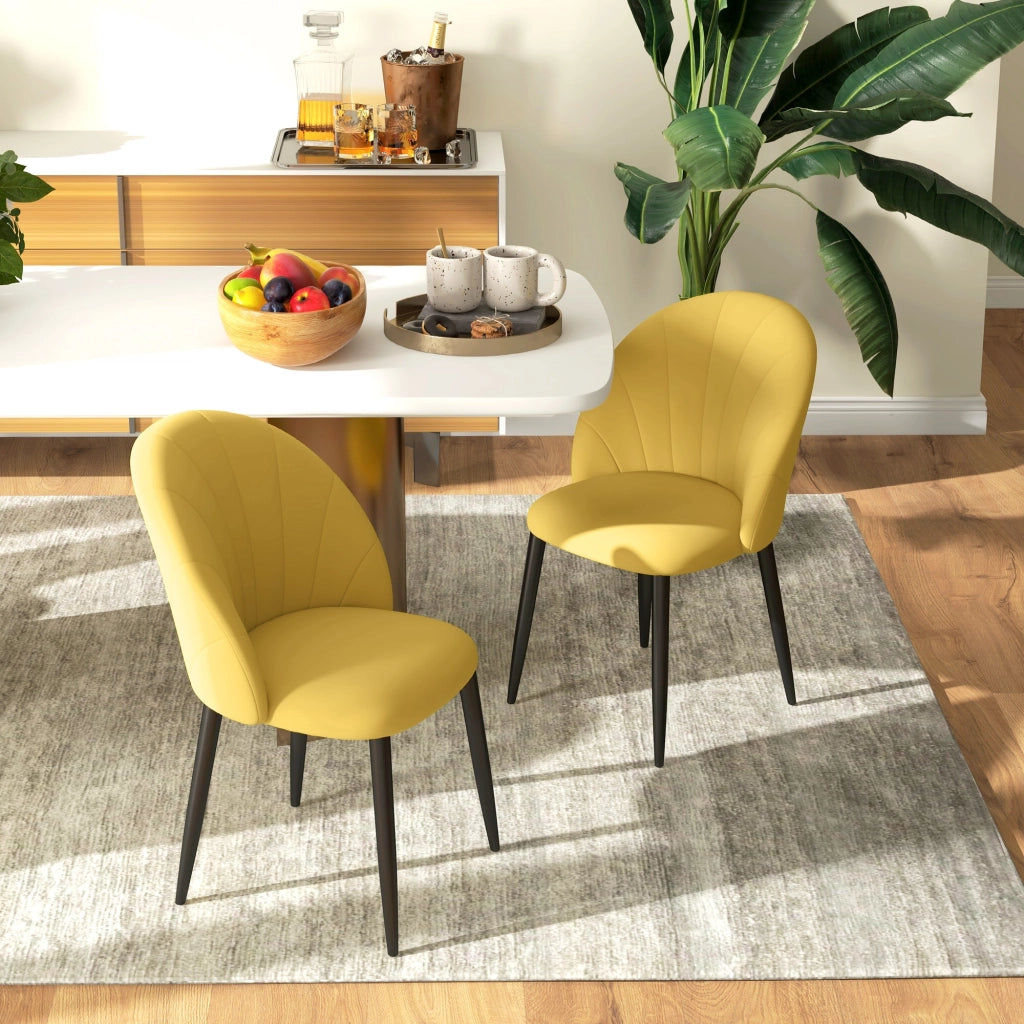 Set 2 Sedie Design Nordico 52x54x79 cm Tessuto Effetto Velluto Giallo