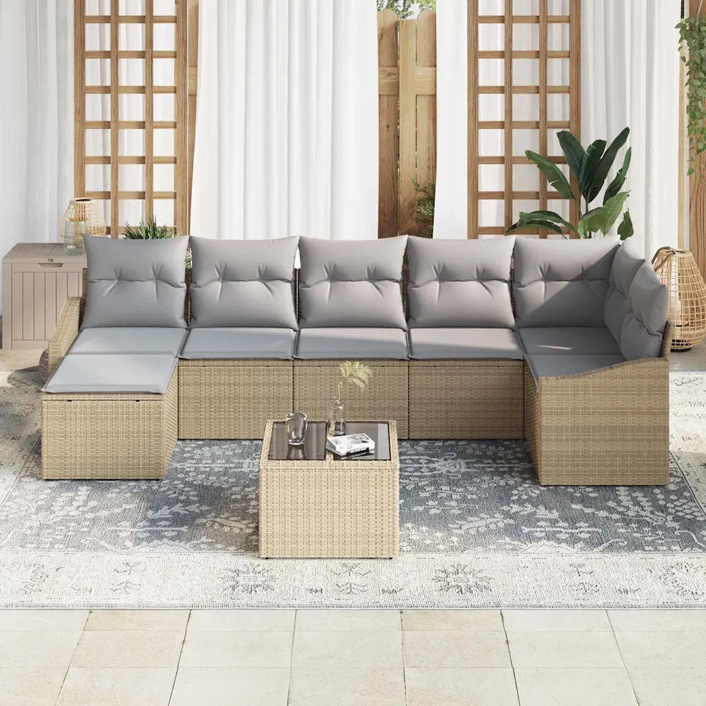 Set di divani con cuscino 8 pcs Beige polyrattan 3346820