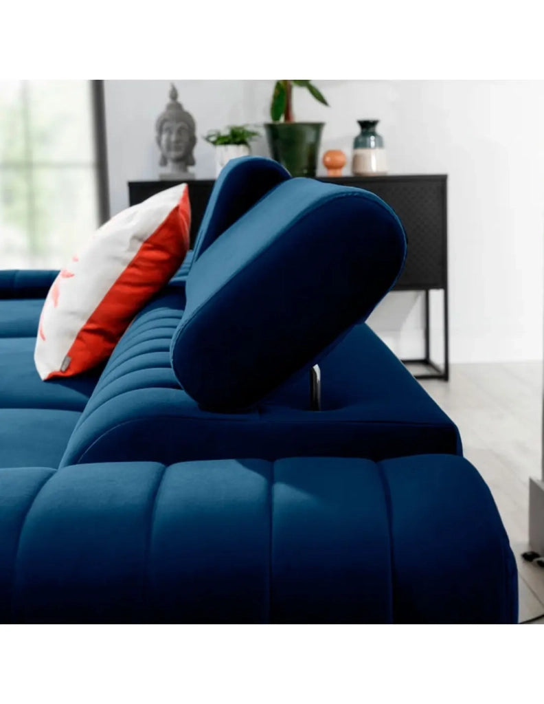 Divano ad angolo sinistro Blu scuro convertibile 3 posti JAYSON letto aggiuntivo