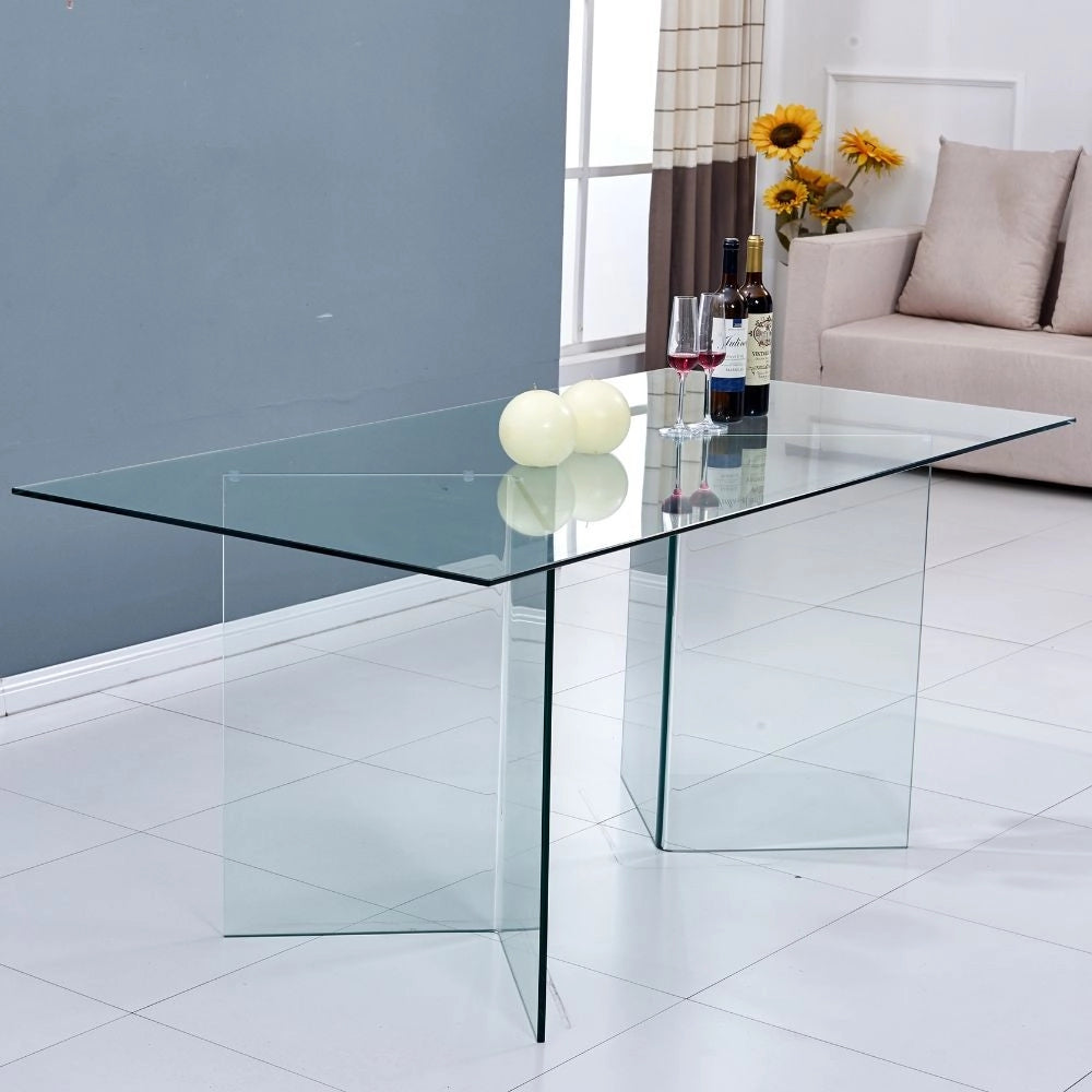Tavolo in vetro trasparente temperato Nespolo 160x90x75H