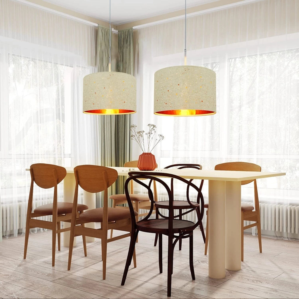 Lampada a sospensione ZMH metallo bianco 38cm E27 moderna paralume tessuto design base a stella senza lampadina