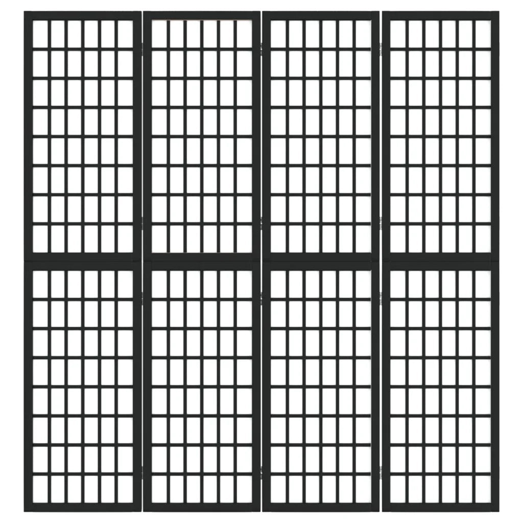 Divisorio Pieghevole 4 Pannelli Stile Giapponese 160x170cm Nero cod mxl 65605