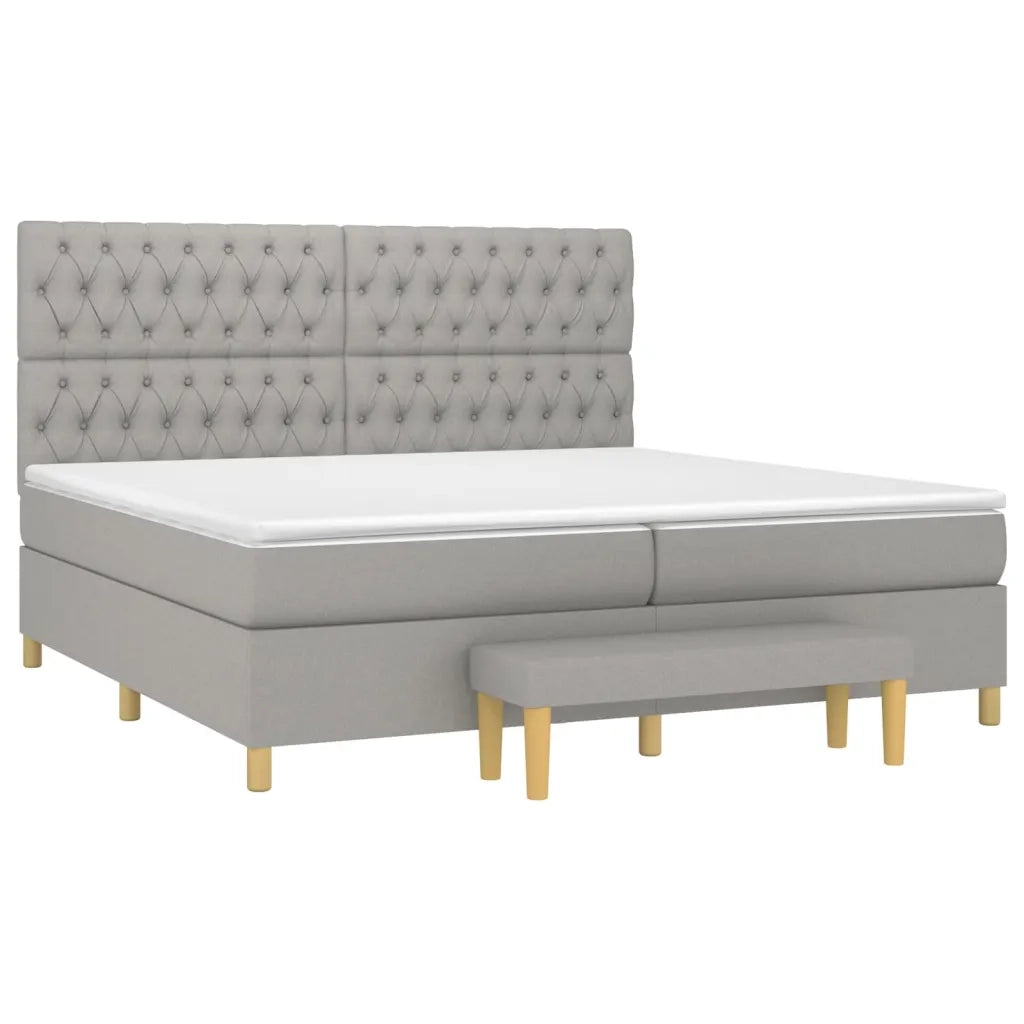 Giroletto a Molle con Materasso Grigio Chiaro 200x200cm Tessuto 3137421