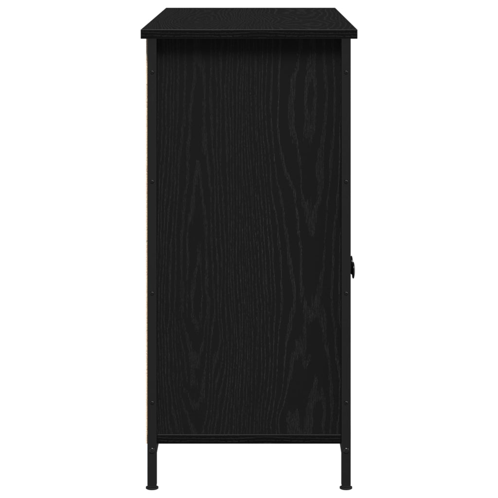 Credenza Nera in Rovere 100x35x75 cm in Legno Ingegnerizzato