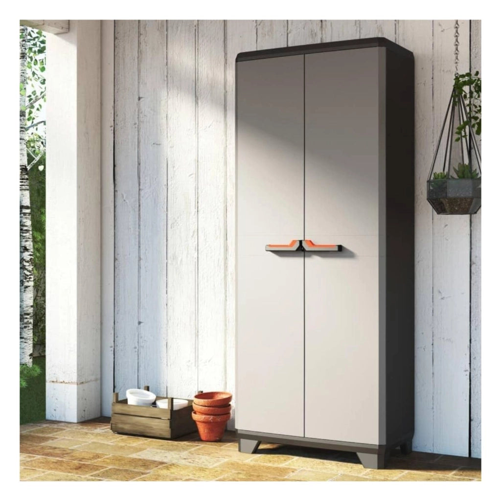 Armadio Keter Stilo portascope in resina per esterno grigio 68x39xh173 Cm